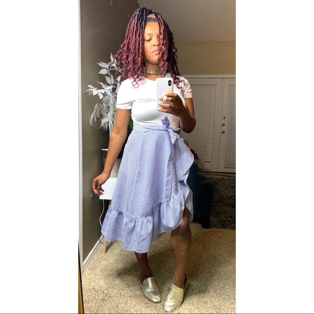 H&M | Seasuckee Blue Wrapped Skirt 8 snsmmt